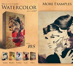 PS动作/样式/笔刷/图案－水彩艺术：Watercolor Art Bundle